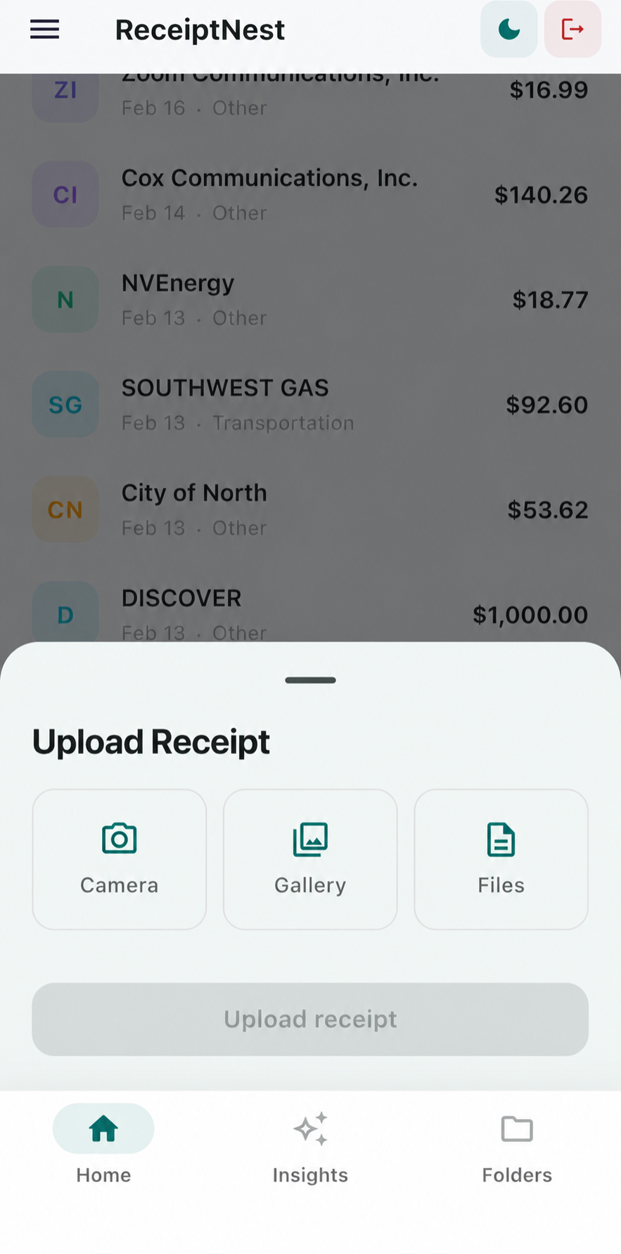 Capture receipts from email, photo, or PDF